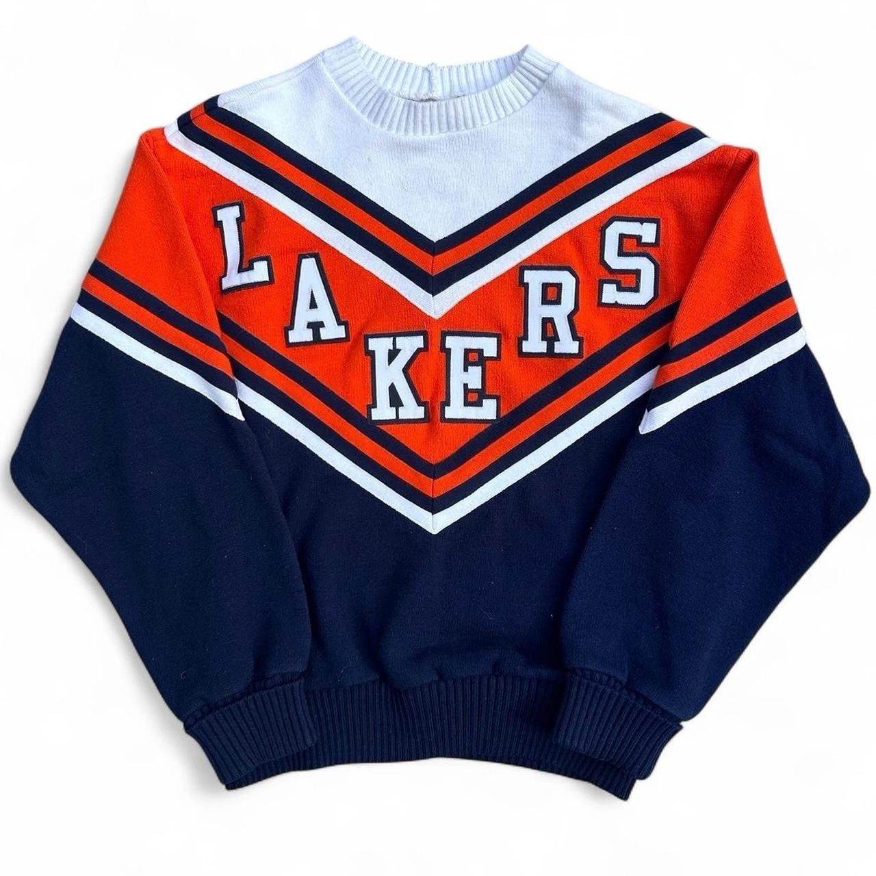 Vintage 80s Varsity Spirit Fashions Color Block Lakers Cheerleading Sweater