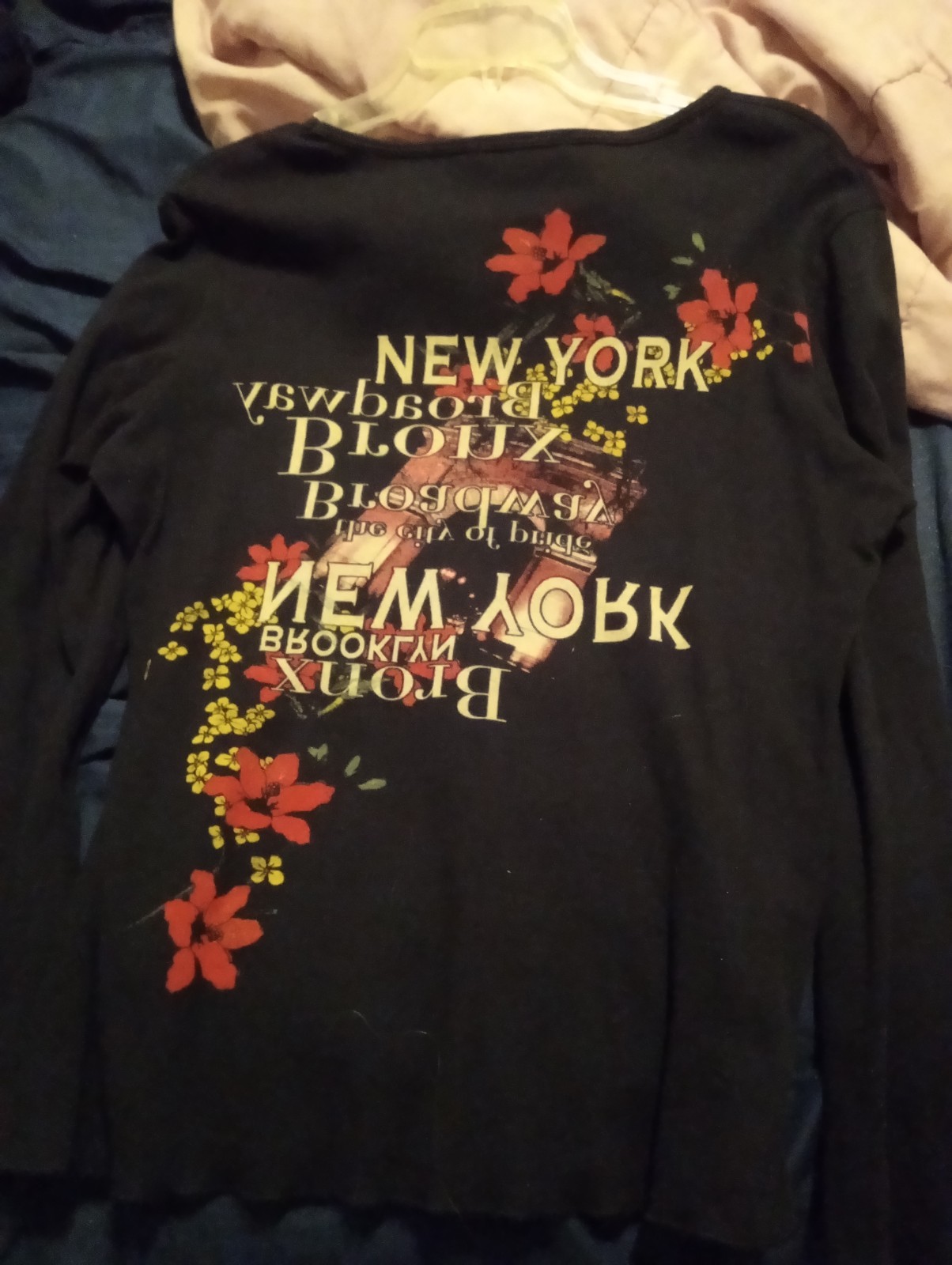 2 Vintage Suzie Blouses Shirts XL NY New York Studs Brooklyn Bronx Broadway etc