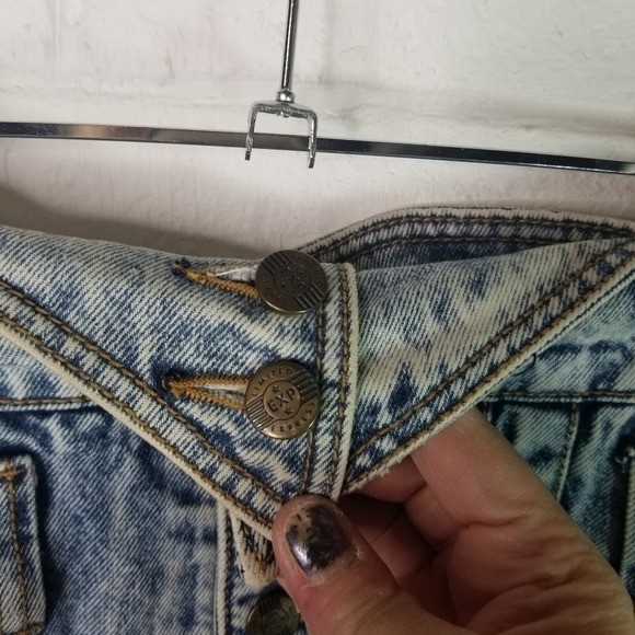 Vtg 80s 1980s Limited Express Acid wash denim paper bag High Waist Jean Skirt 26