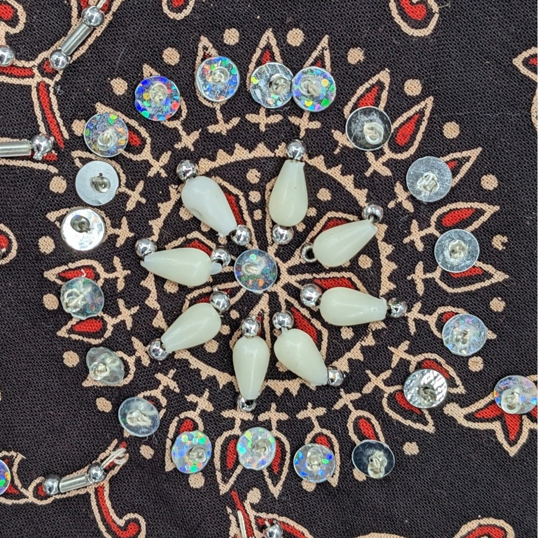 SALE! NWOT Vintage 1990’s Ornate Indian Cotton Bead Sequin MAXI SKIRT Drawstring