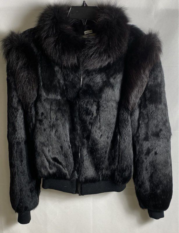 Vintage 90s GDT Too Women’s Black Fur Bomber Jacket France Origin Sz L