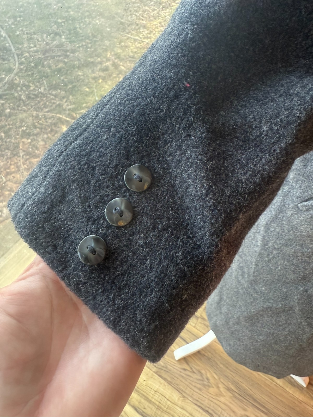 Vintage 80s 90s Gray Felted WOOL Coat FREDDI GAIL Long Double Breasted PREPPY M