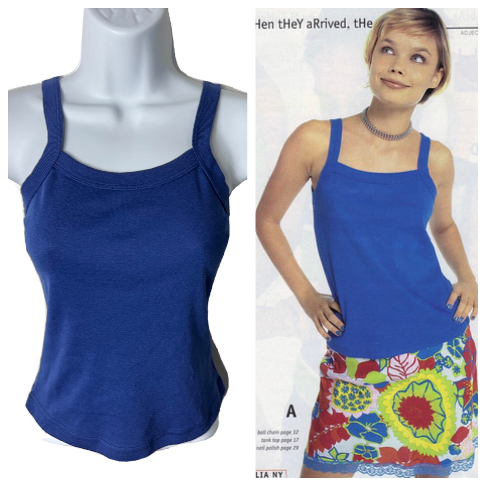 Vintage 90s Y2K Navy Blue Tank Top Delias Alloy Skate Surf 100% Cotton Grunge