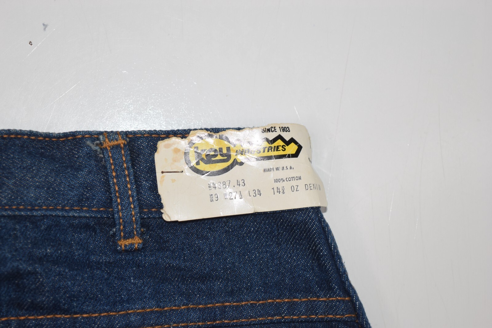 Vintage Key Jeans Womens 26×36 Dark Wash Denim Sample Industries High Waist USA