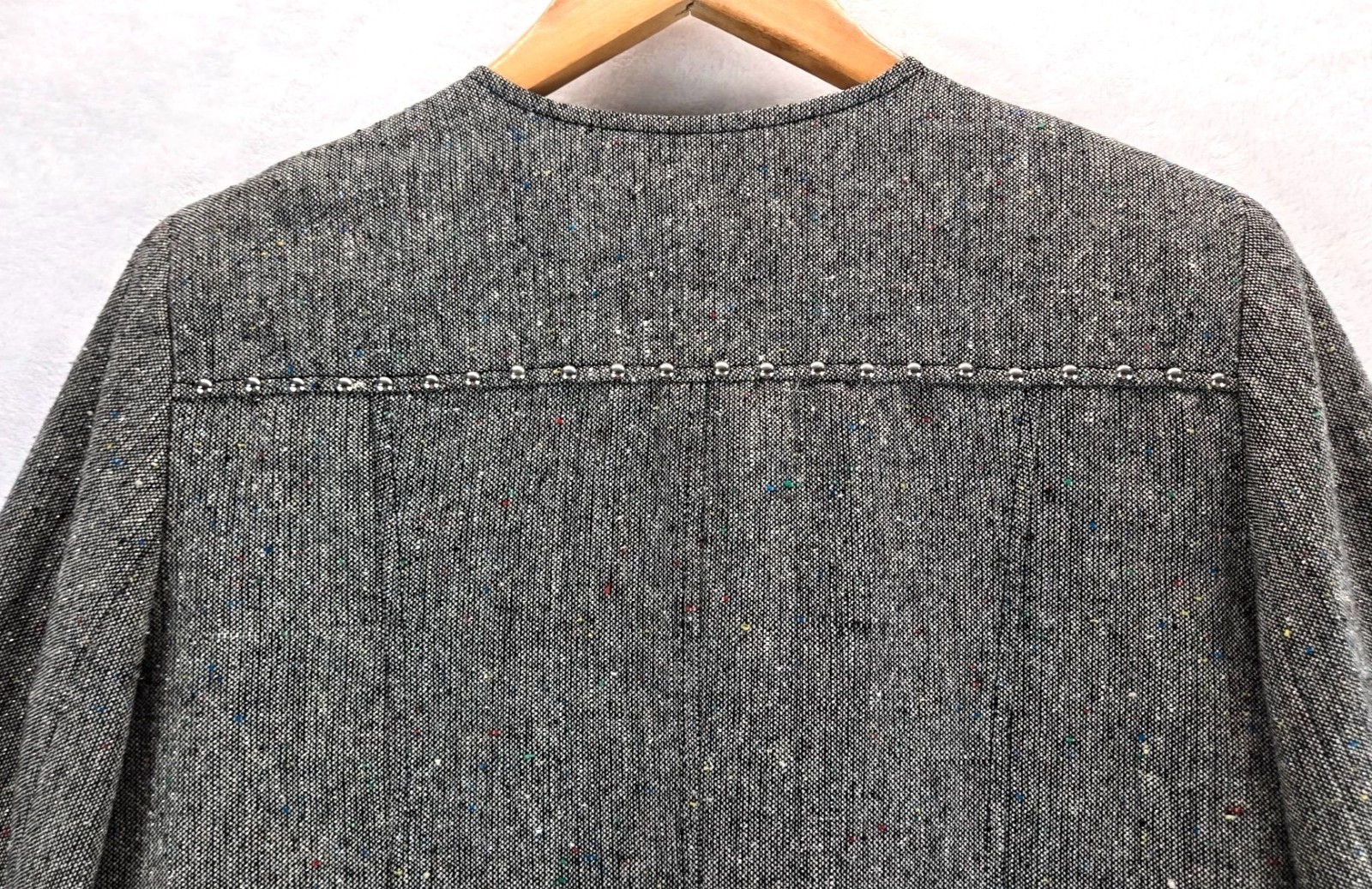 Vtg 90s Blazer Moto Gray Weave Multi Color Specs Silver Studs & Thread M Mishca