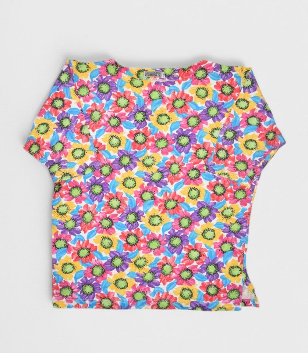 Vintage Floral Shirt Womens M Multicolor All Over Print Made in USA Hippy