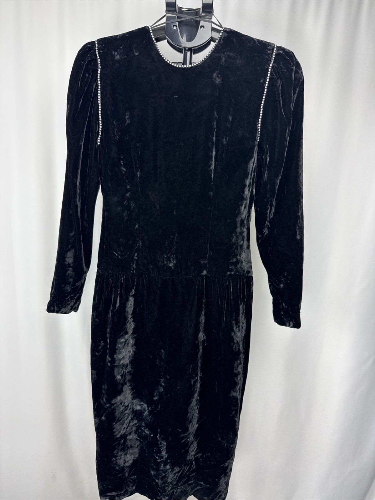 Vintage Neiman Marcus A.J. Bari Black Velvet Dress Size 4