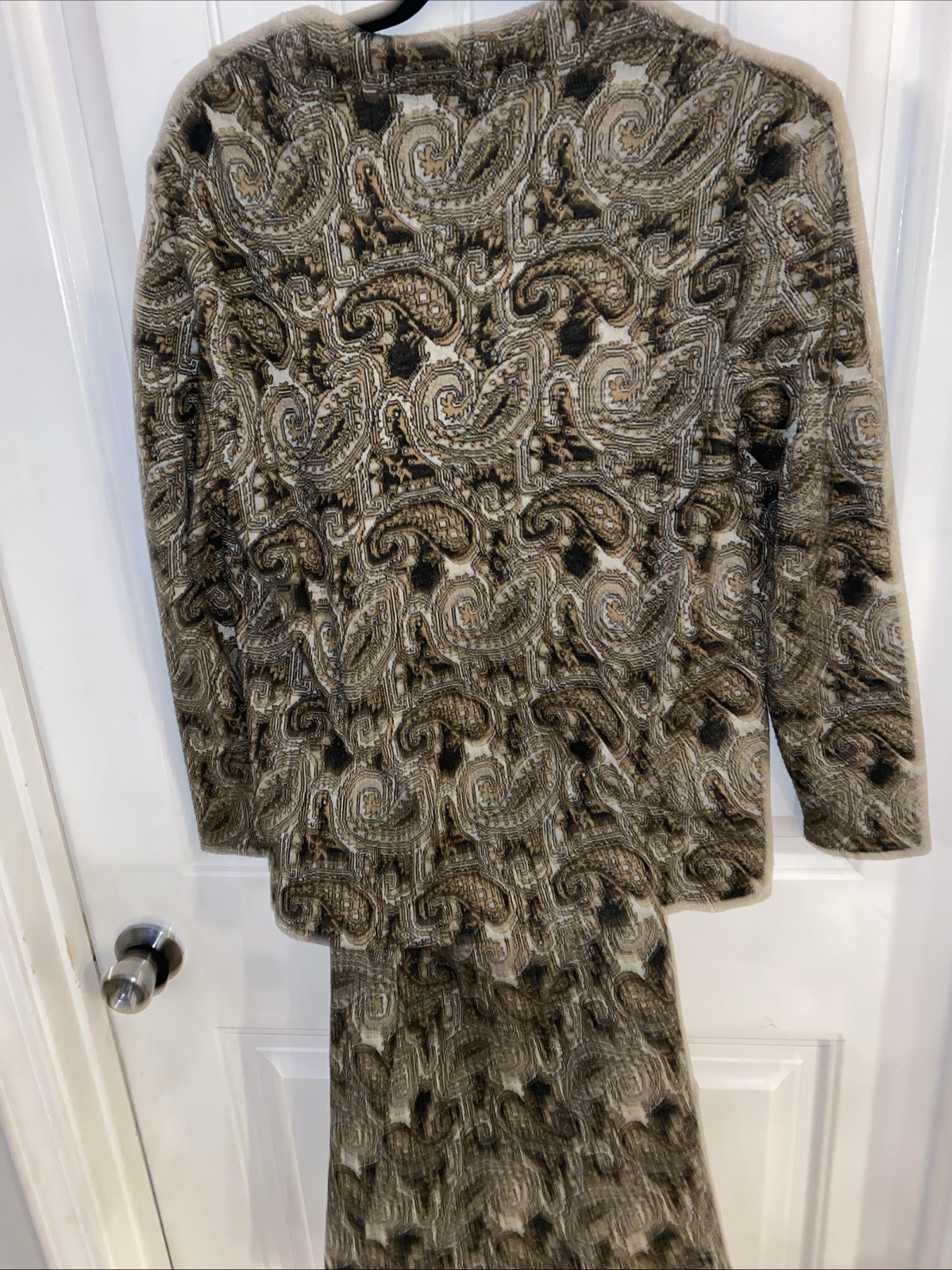 Vintage Aileen Yellow Brown And Black Paisley 2 Piece Jacket And Skirt Set