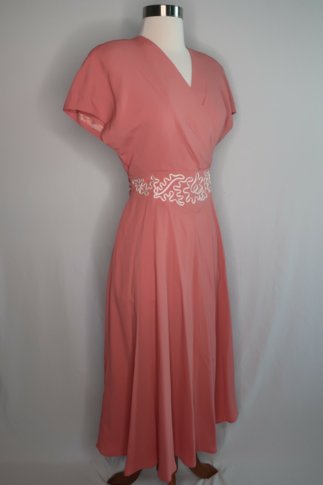 Donna Ricco Pink White Wrap Belted Evening Cocktail Dress Sz 10P USA Made