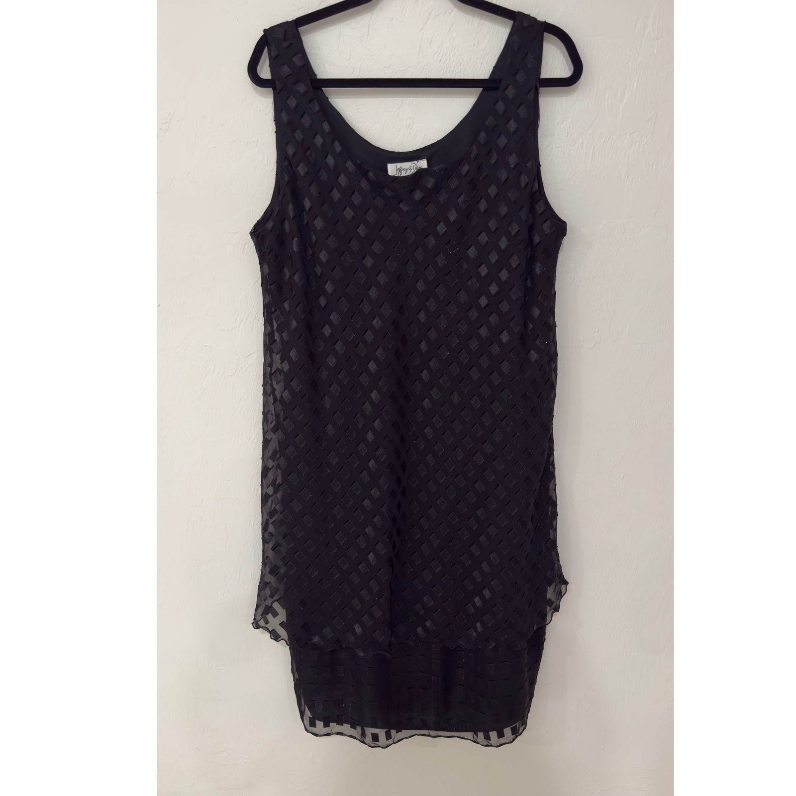 Jeffrey & Darla Vintage 90s Black Diamond Burnout Shift Dress 18W