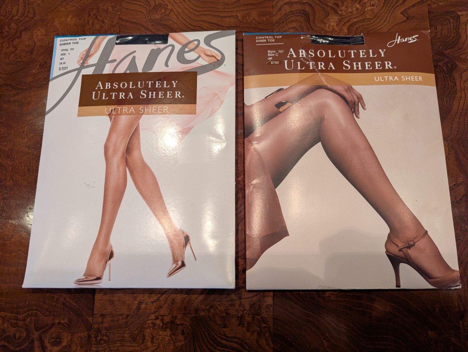 2 Prs Hanes Absolutely Ultra Sheer 707 Control Top Pantyhose Jet C Up To 5′ 11″