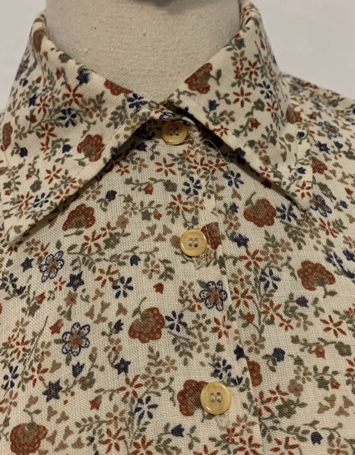 Vintage 70s Leslie Fay Floral Maxi Dress Boho Prairie Button Front