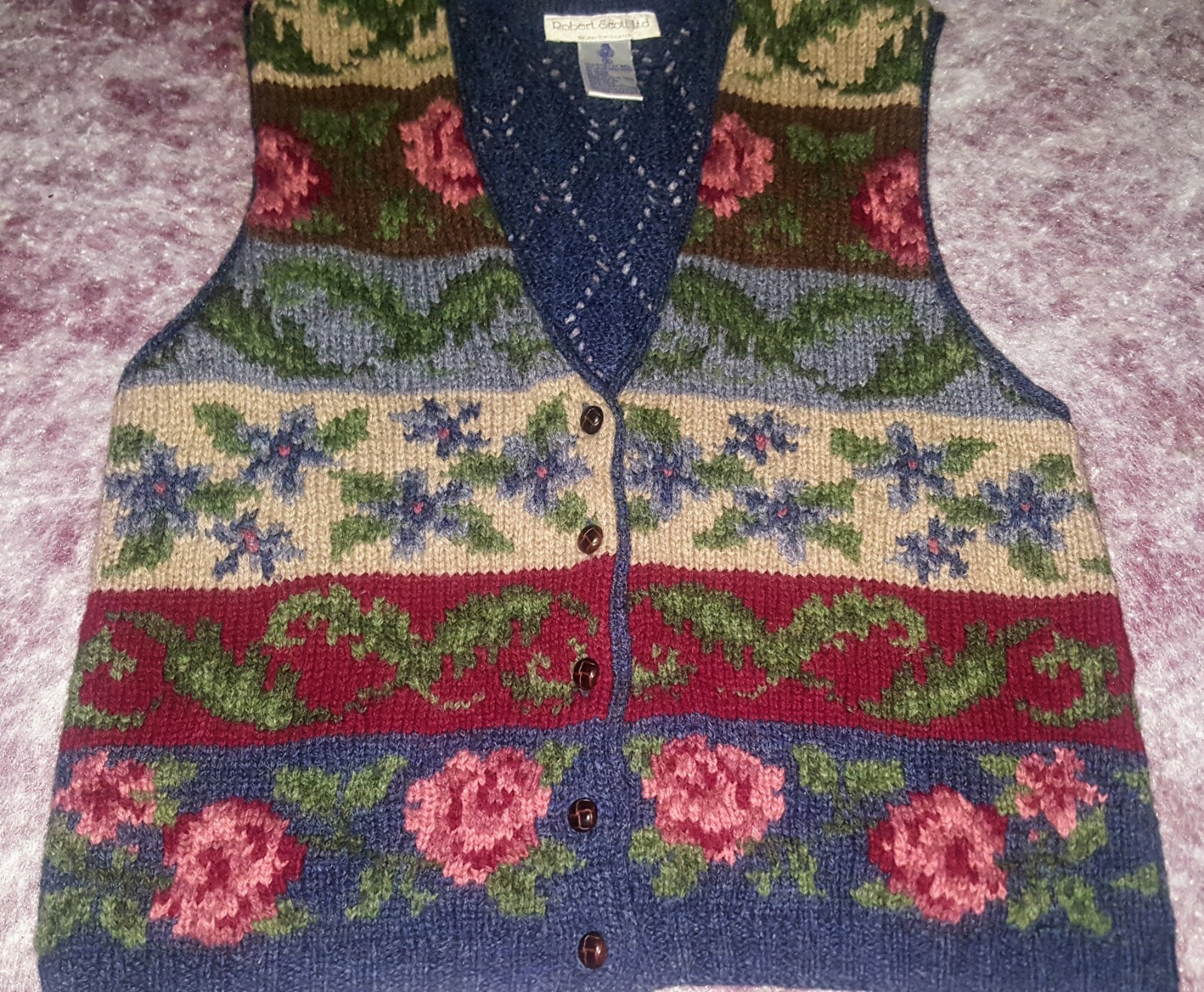 VINTAGE Robert Scott LTD Designer Sweater Vest Pure Wool/Laine Vierge Fits S/M