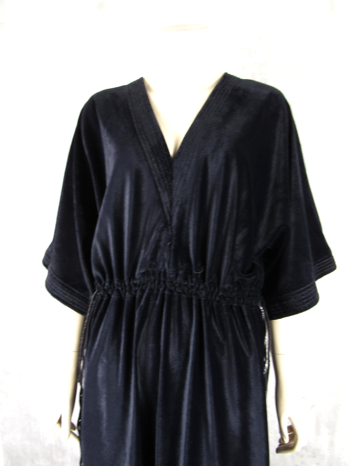 Vintage Georgie Keyloun Black Velour Lounging Caftan Maxi Hostess Cover Up Large