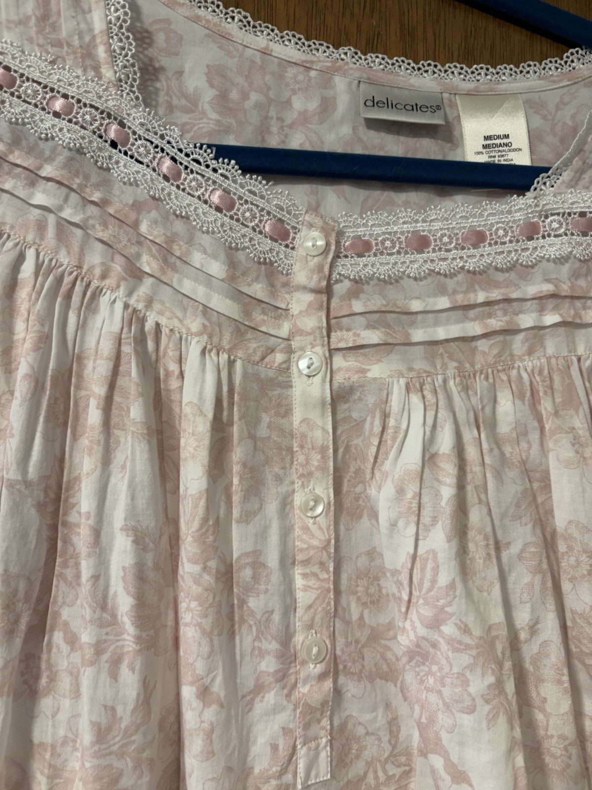 NOS Vtg Jc Penneys Delicates Night Gown Mumu Size Medium Pink Floral 100% Cotton