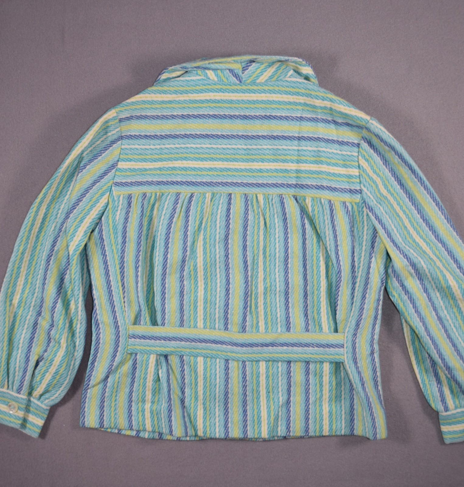 Vintage 70s Jacket Womens Small Blue Striped Wool Its Majestic Lined Mod