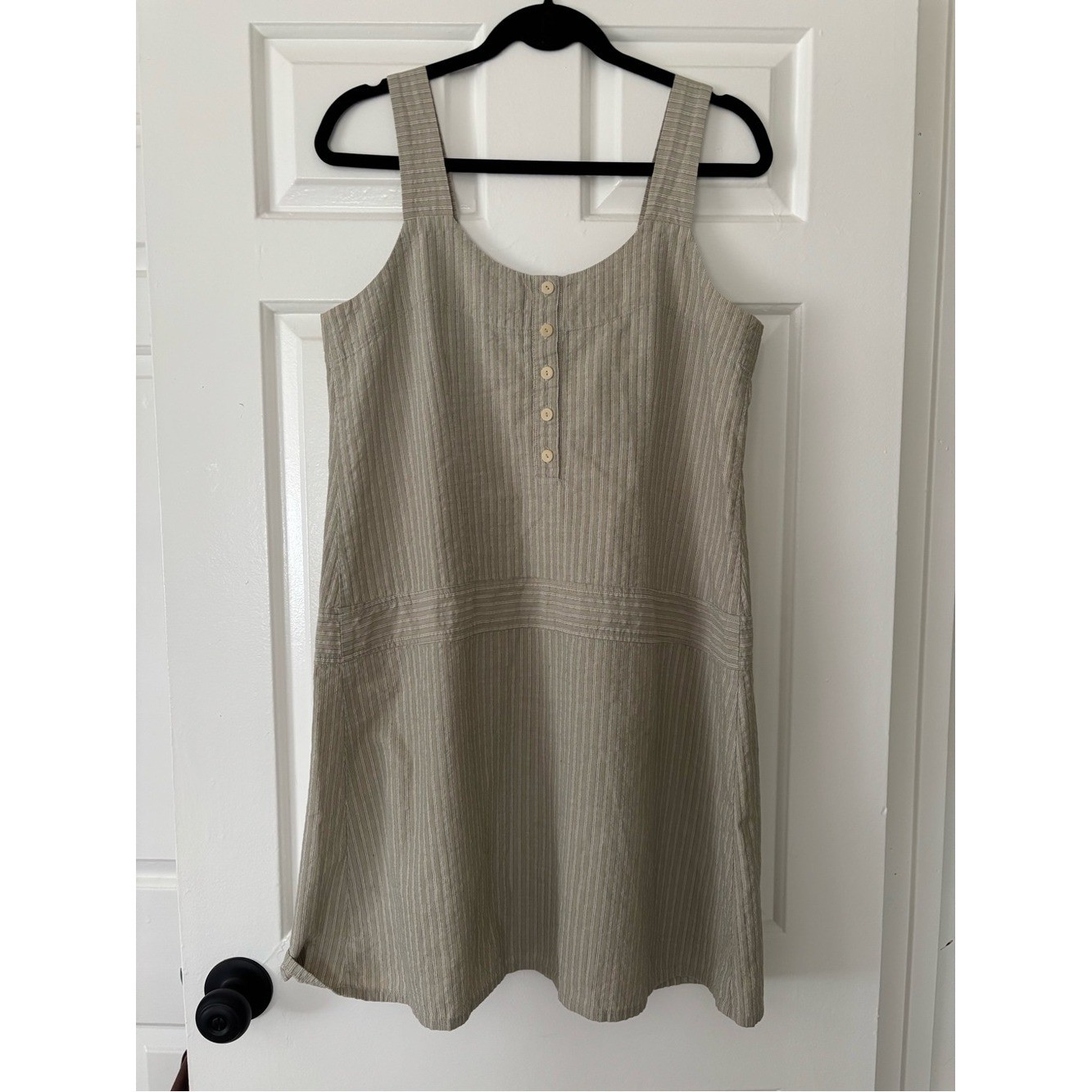 Vintage FLAX 100% Cotton Striped Mini Dress | USA Made Minimalist Cottagecore