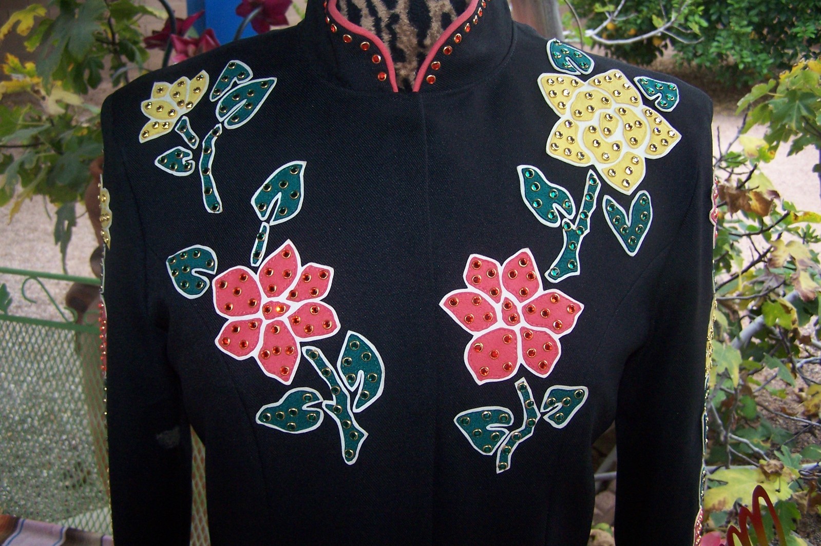 Custom Rodeo Queen Nudie Style Rhinestone Inlay Equestrian Western Show Jacket