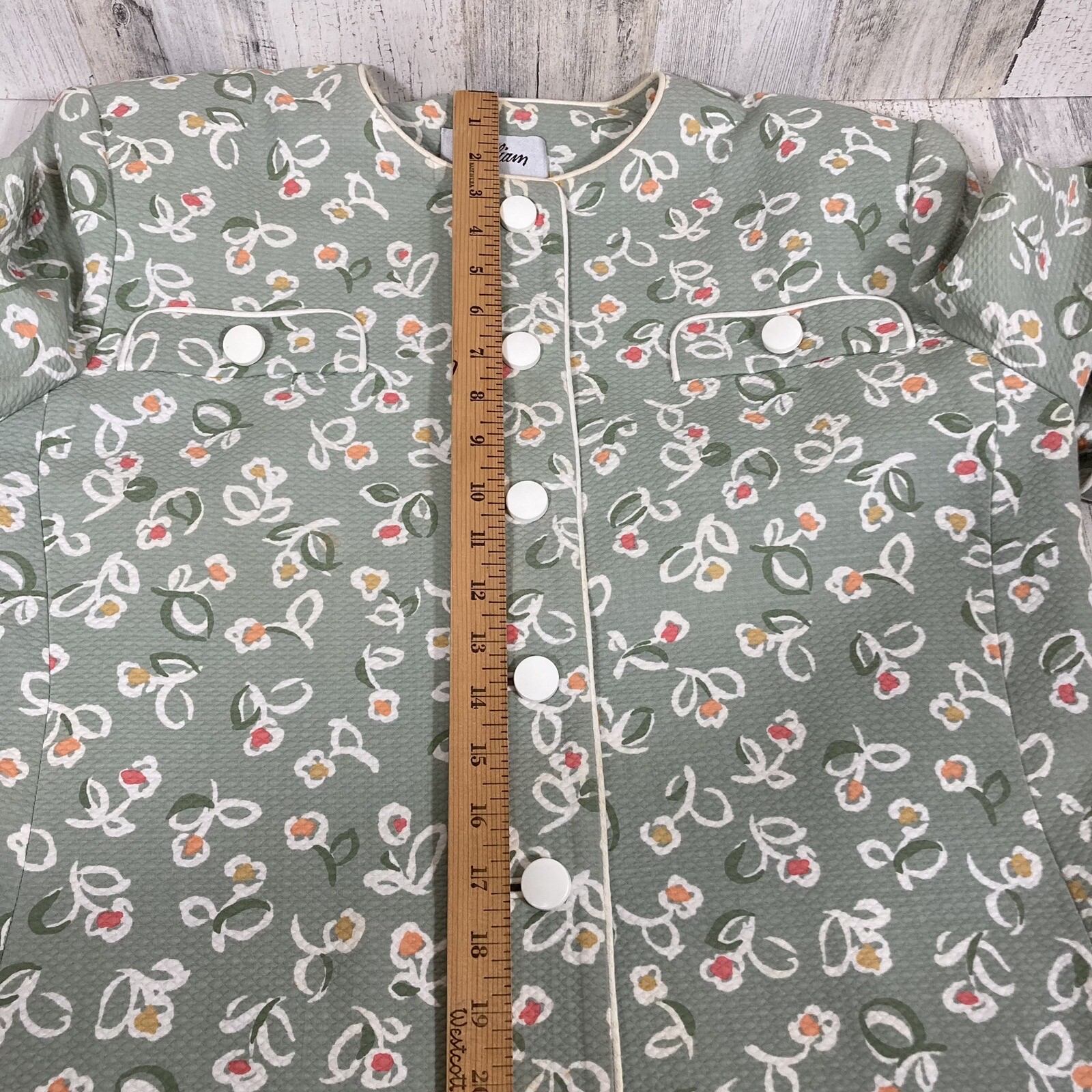 William Pearson Shift House Dress Woman XL Green Orange White Knee Length