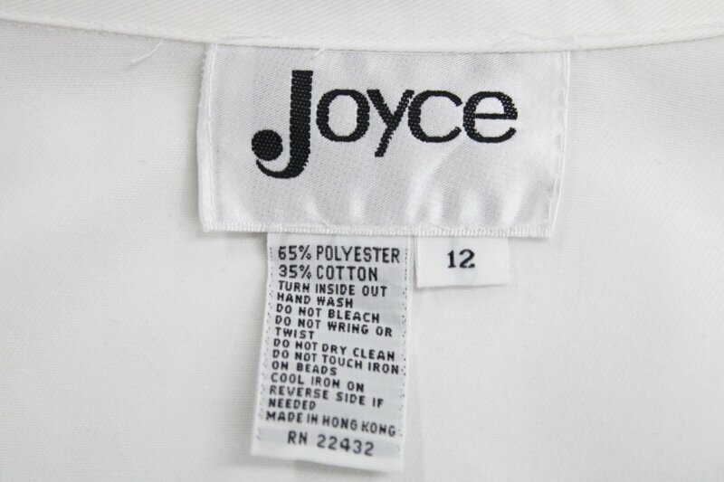 Vintage Joyce shirt Womens 12 Long Sleeve White black Sequin Bling 1980s