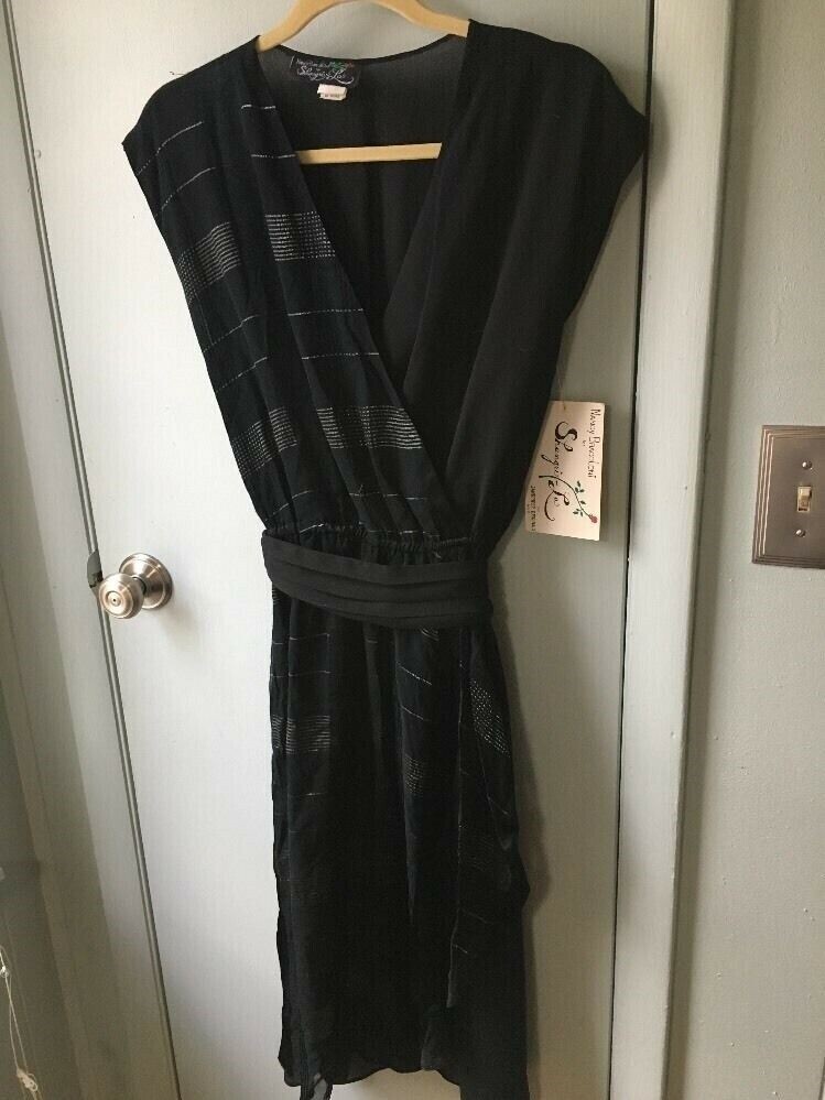 Vintage Sheer Black Green Metallic Disco Dress Nancy Bracoloni Shangri La 11/12