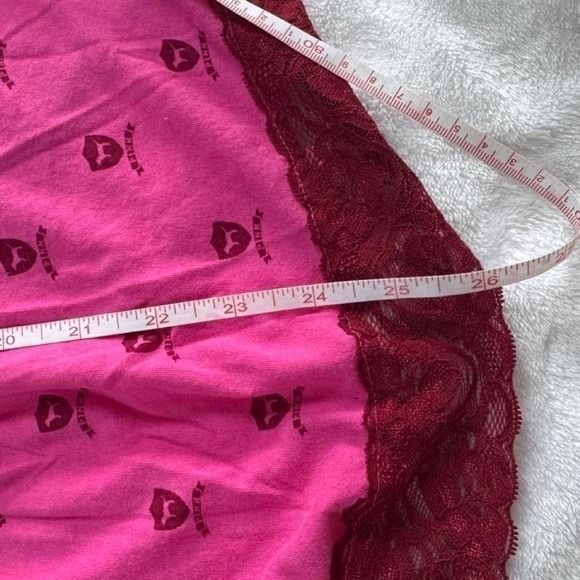 Victoria’s Secret PINK 2008 pink red lace puppy graphic logo babydoll dress Y2K
