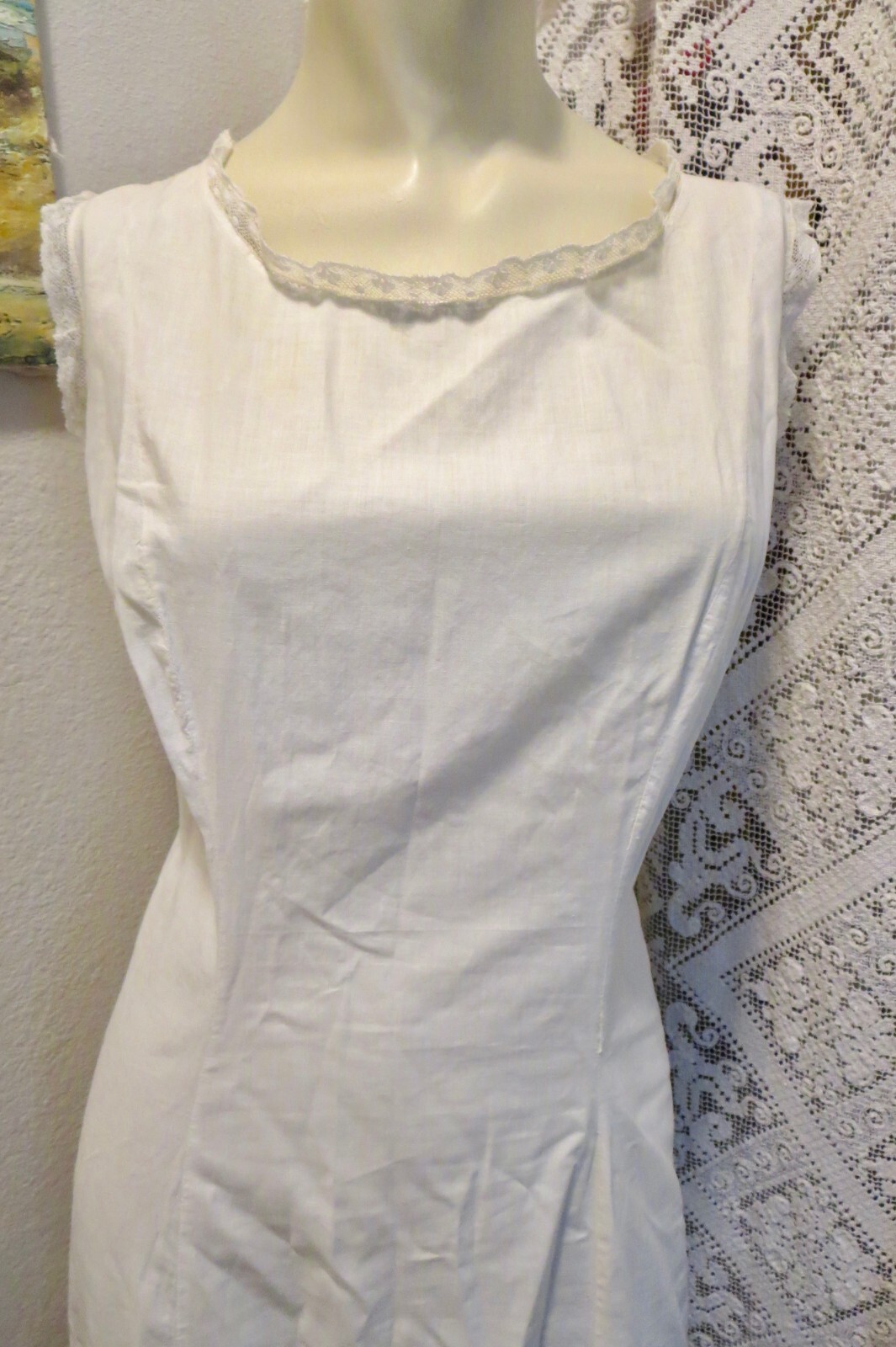 Antique 1900s Gibson Girl Shapely Fitted Full Slip With Lace Petticoat 34 Bust