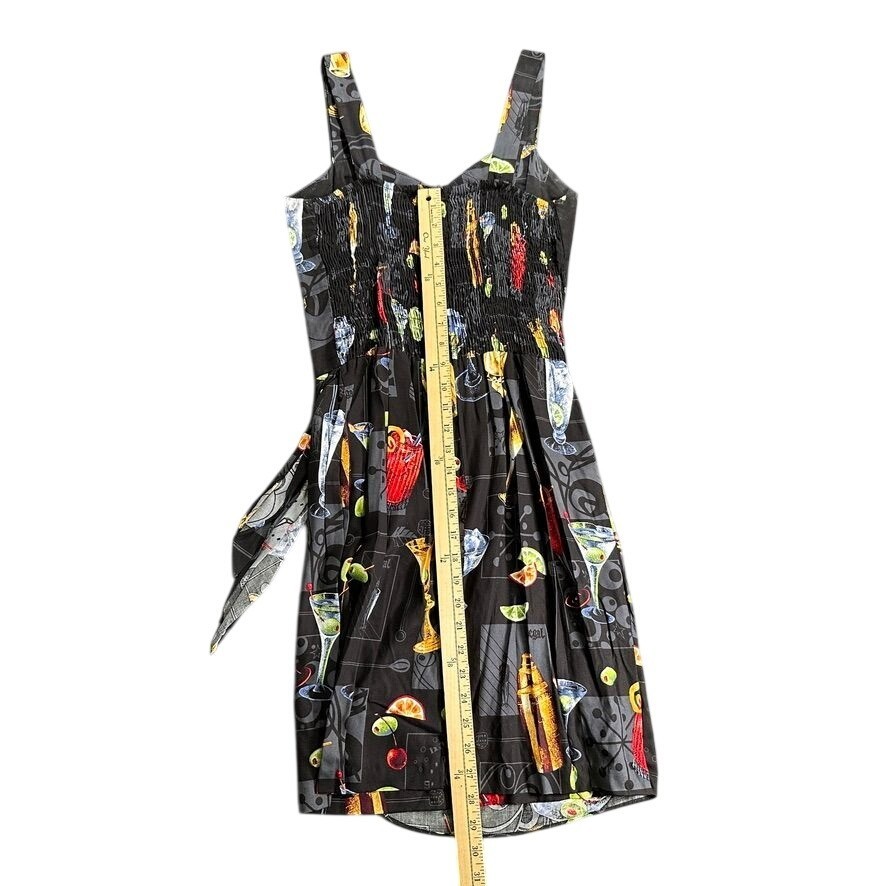 Vintage PARADISE FOUND Black Hawaiian Mini Dress Cocktail Happy Hour Size MEDIUM