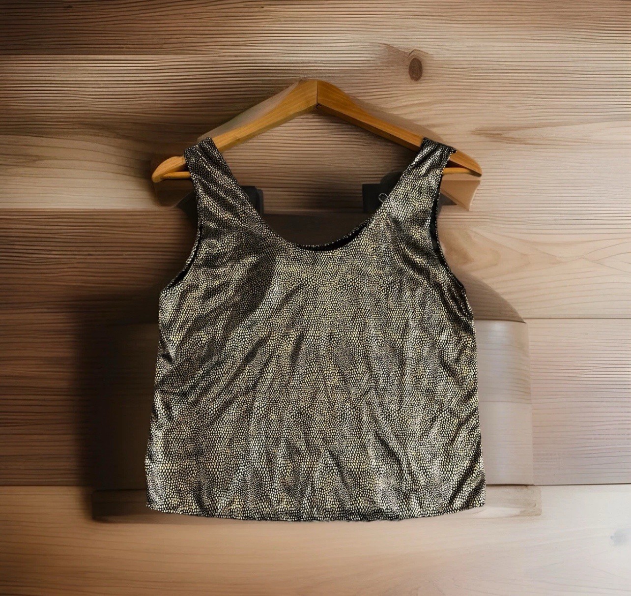 Vintage Gold Metallic Top By U Turn CA- Size Medium -Sleeveless- Made In USA