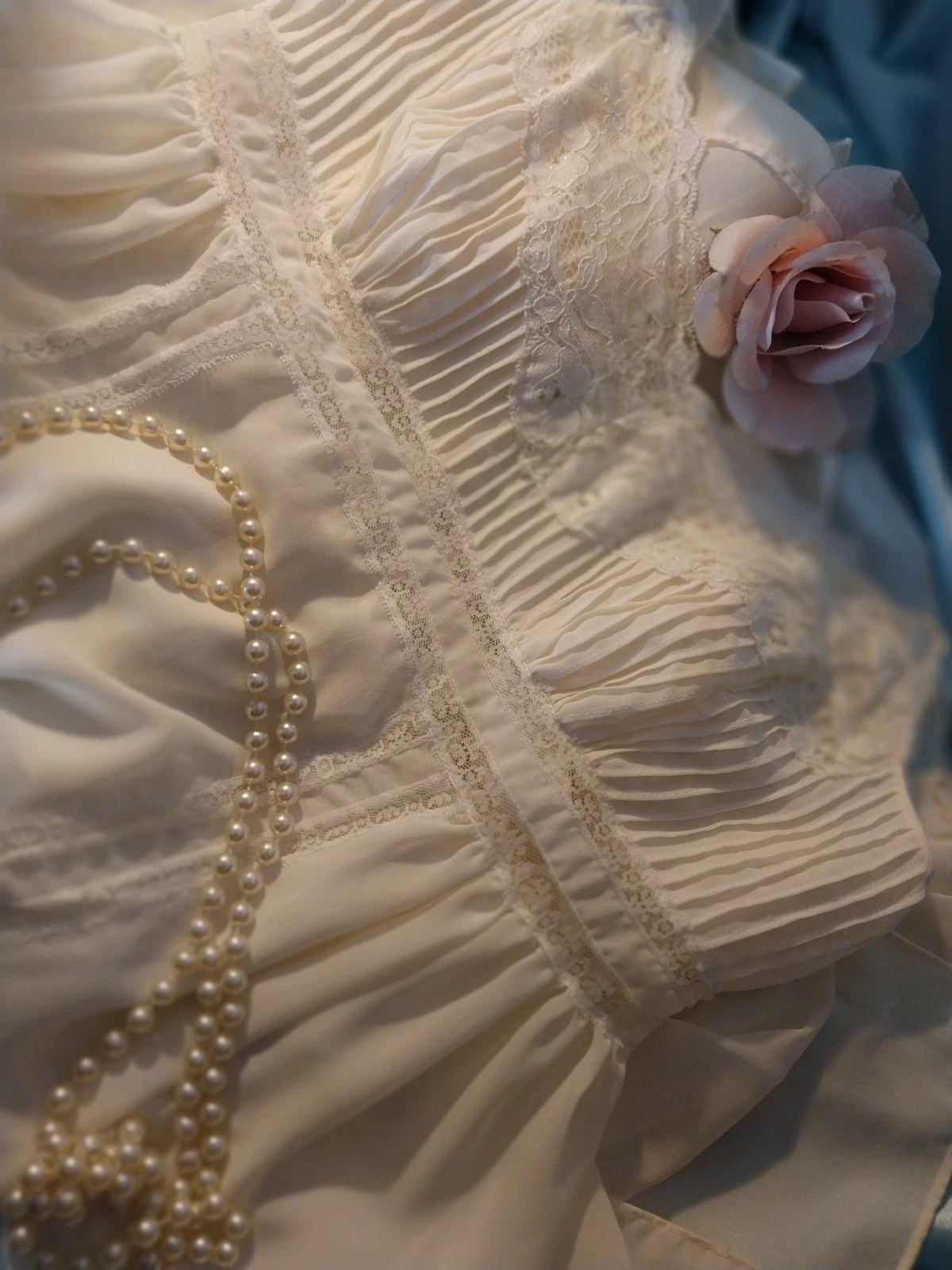 VTG Charlieann SILKY SHEER PIN TUCK PLEAT LACE COTTAGE CHEMISE BABYDOLL GOWN XS