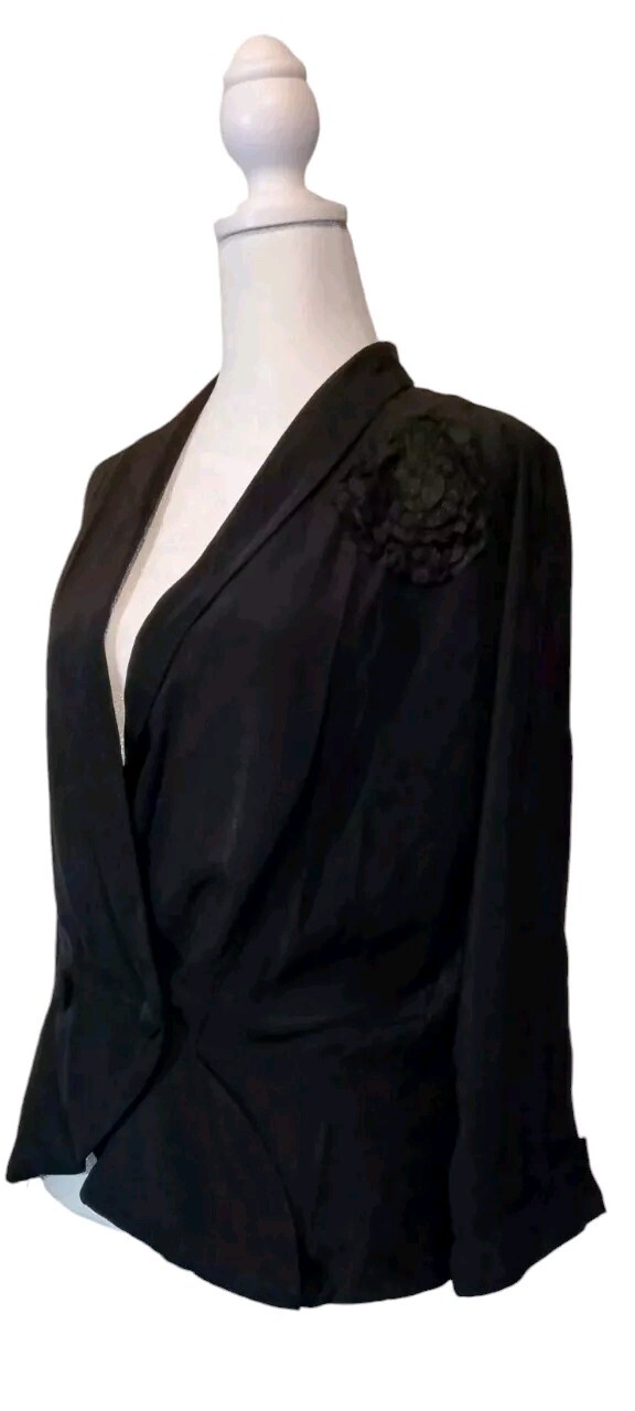VTG 40s/50s Carol Curtis Original Jet Black Very Fine Faille Fabric Jacket M