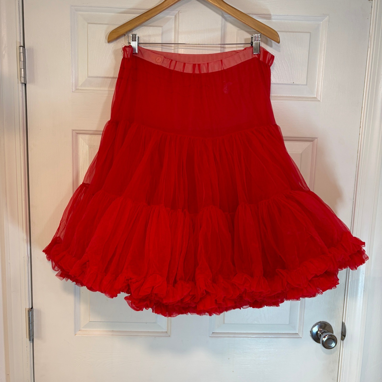 Malco Modes Red Petticoat Partners Please 582 Vintage Tulle Ruffle Skirt Pin Up