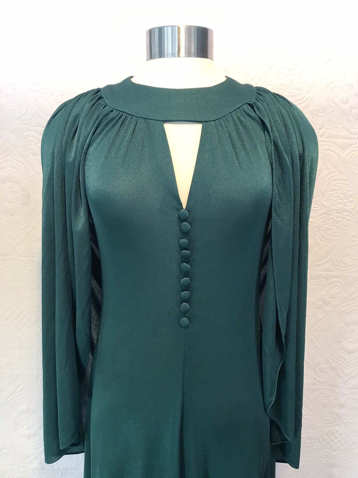 Vintage 70s Halter Maxi Dress With Capelet Green 9/10 Boho Disco Awesome!