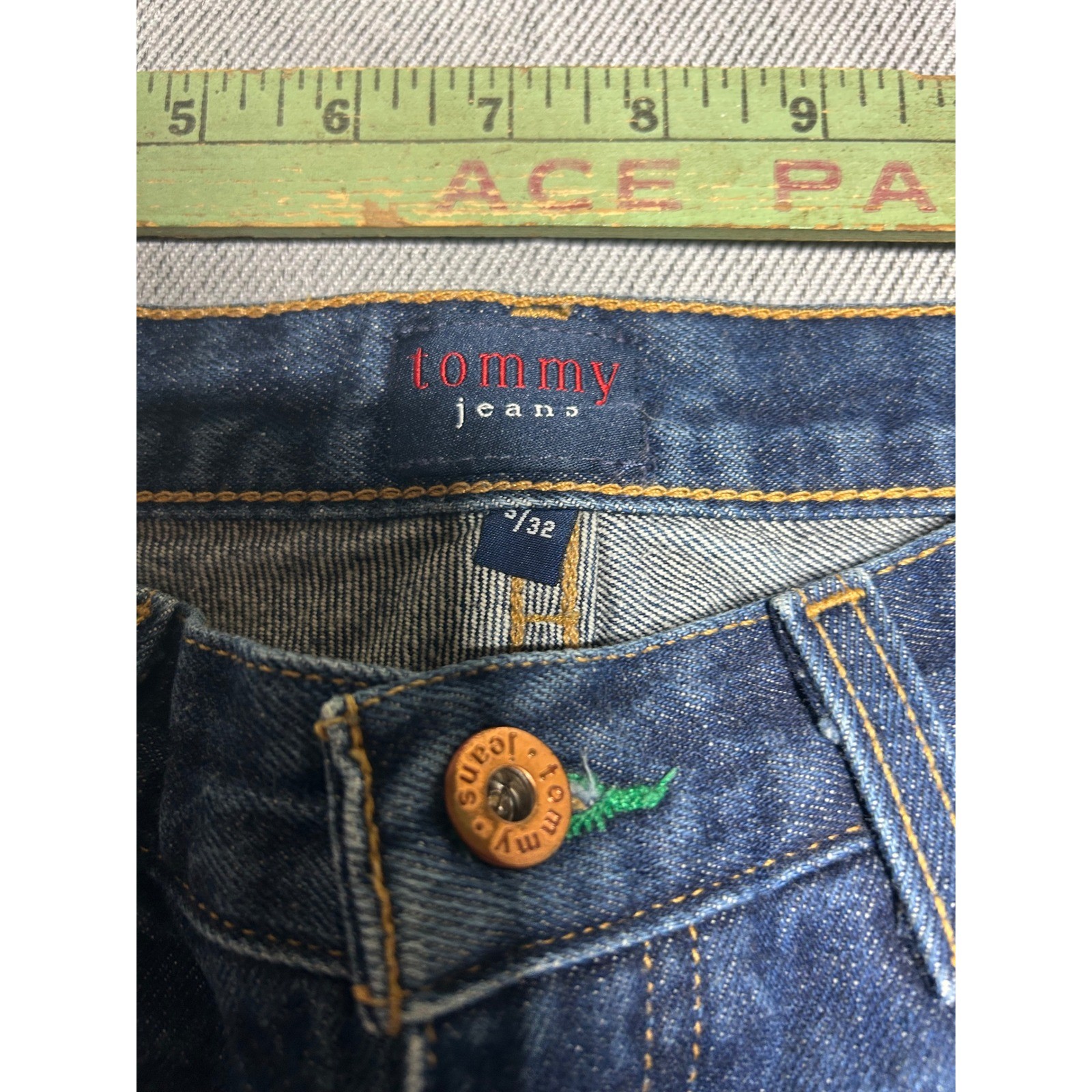 Tommy Jeans Denim Pants Women 5/32 Blue Boot Leg Dark Wash Vintage