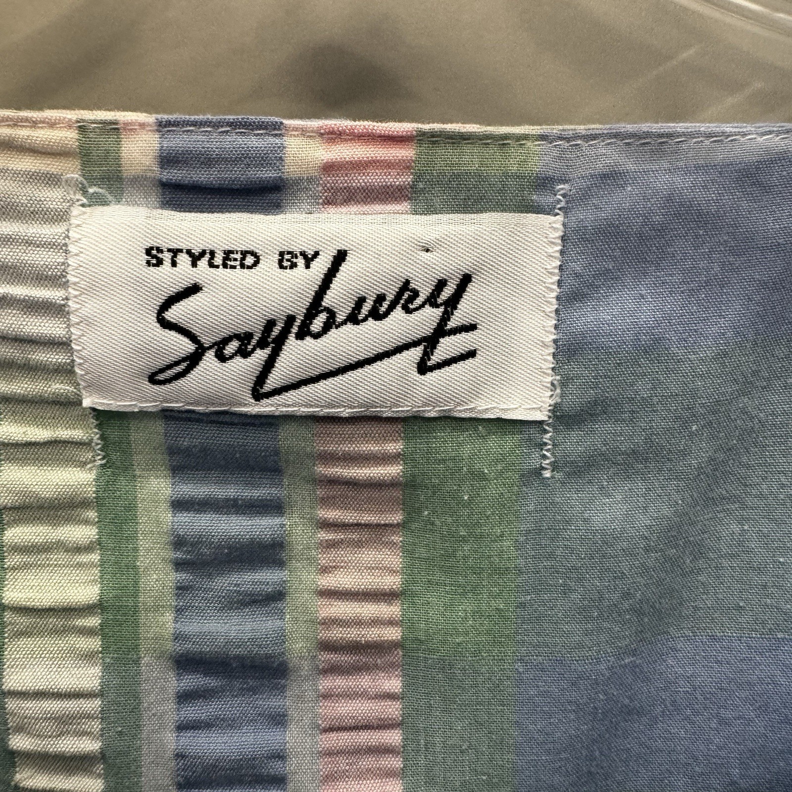 Saybury Vintage Plaid Nightgown Cotton Size Large Blue Green Yellow