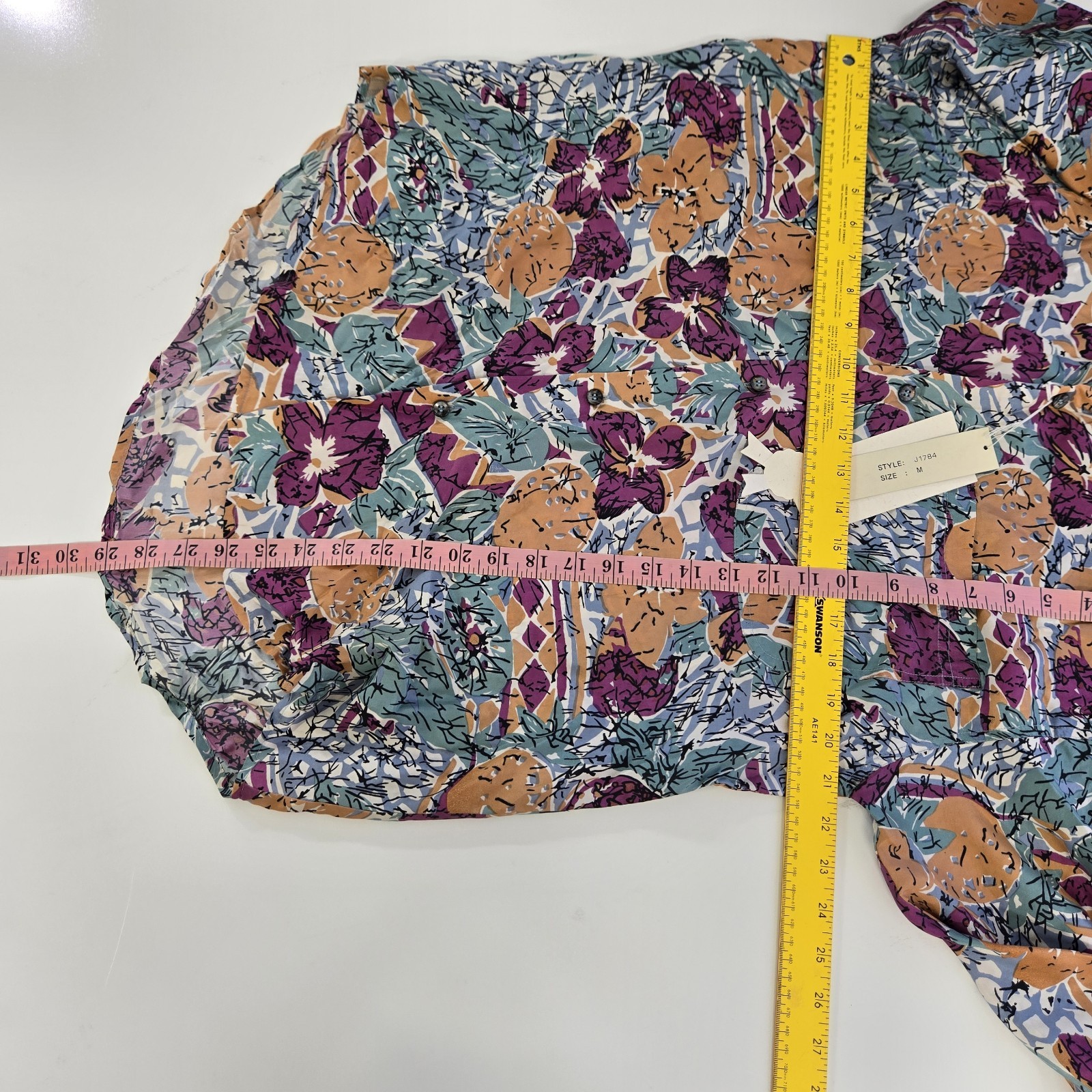 VTG 90s Dont Stop Washed Silk Shirt Blouse Abstract Floral Art to Wear M NWT