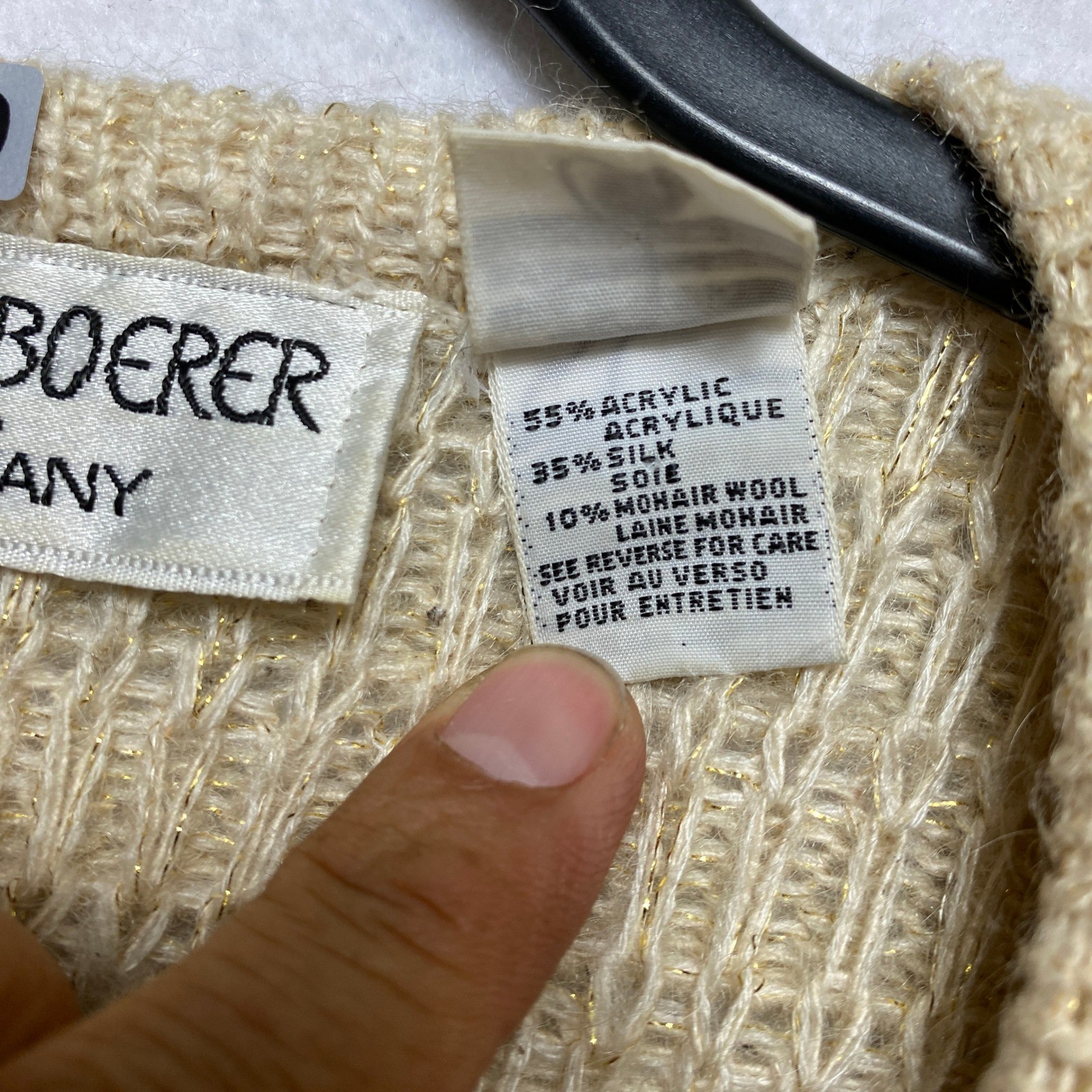 Vintage Bonnie Boerer Longline Cardigan Small Gold Metallic Silk Mohair Blend