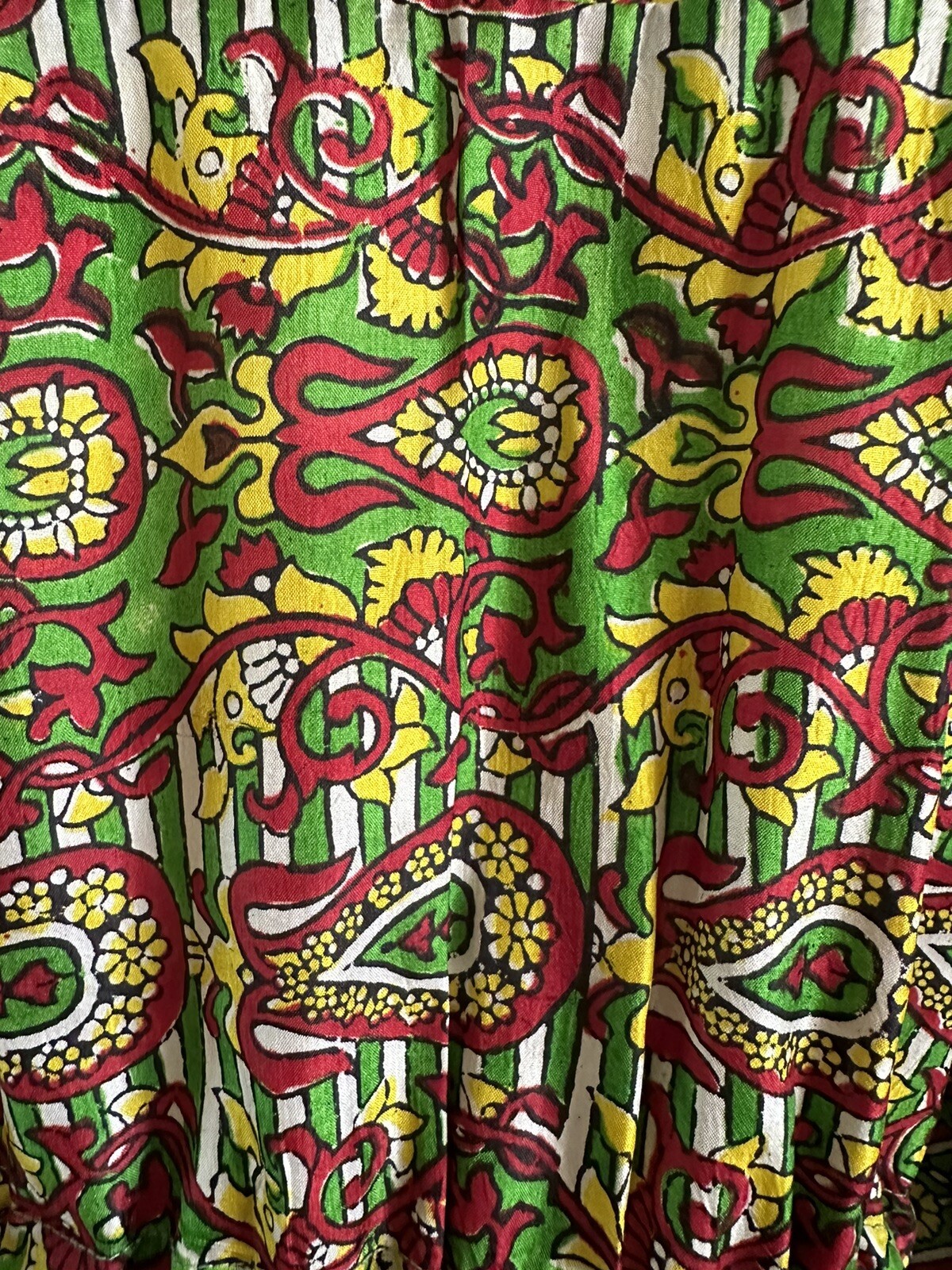 70s Handfabs Indian Block Print Caftan Dress Maxi Mumu Beach Cabana Pool 80s VTG