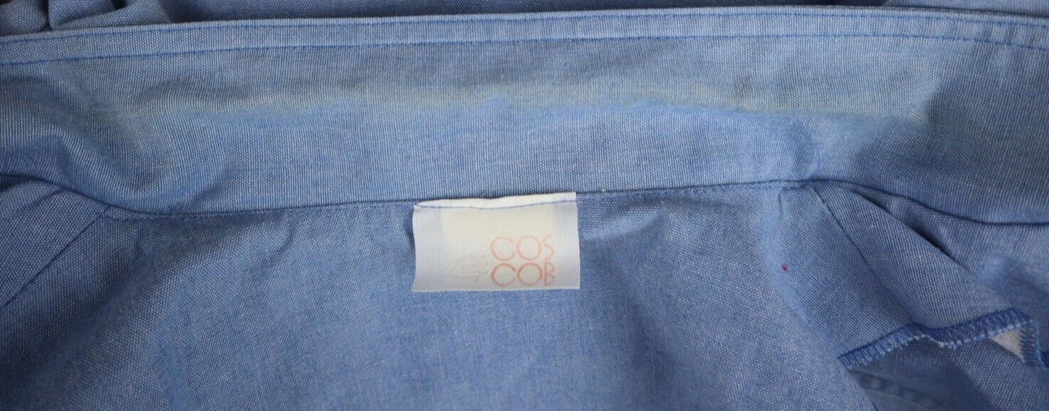 VINTAGE WOMEN’S BLUE 3/4 SLEEVE BUTTON-UP TOP – COS COB – SIZE 38