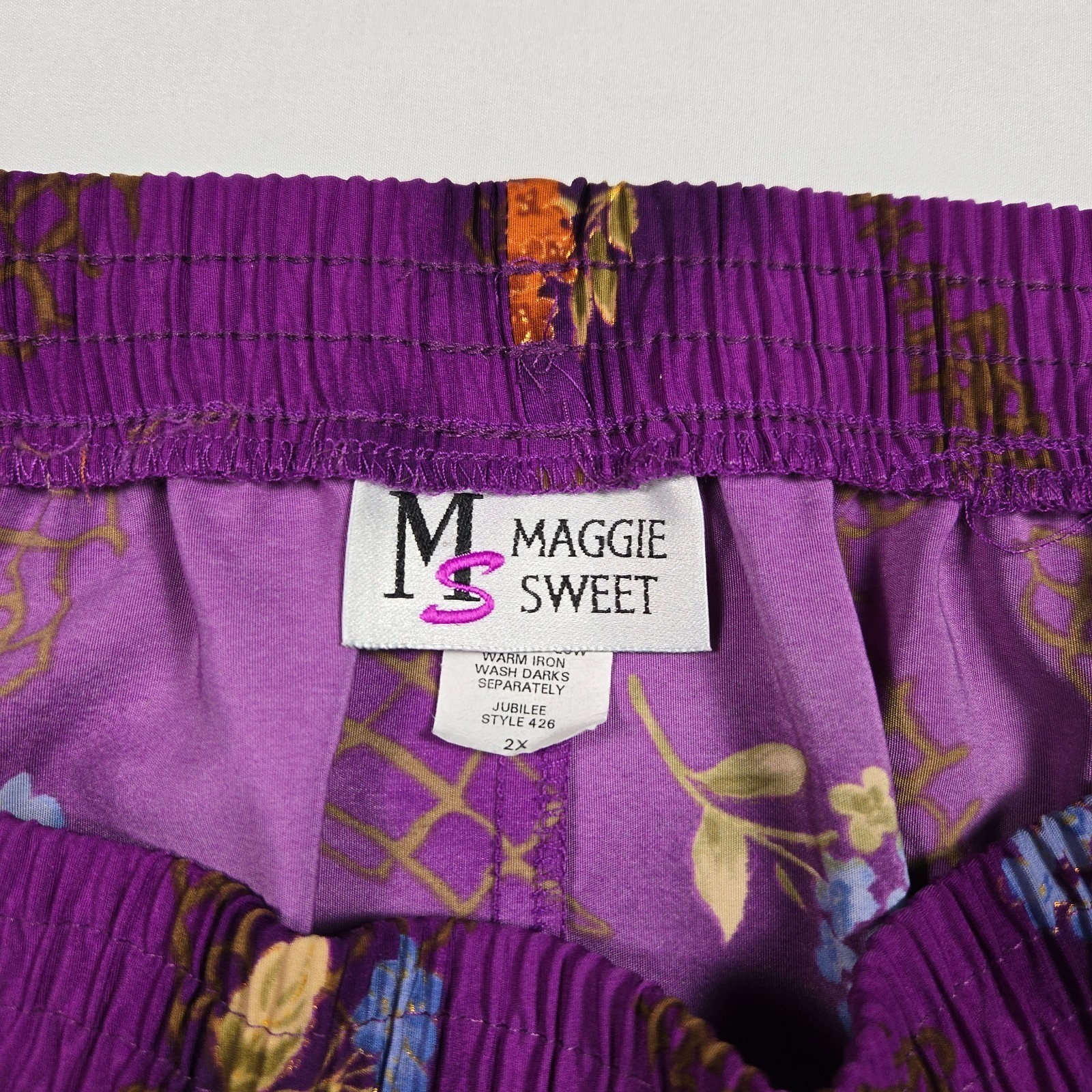 VTG Maggie Sweet Skirt Set 3X 2X Purple Floral 2Pc Midi Co-ord Y2K Cottagecore