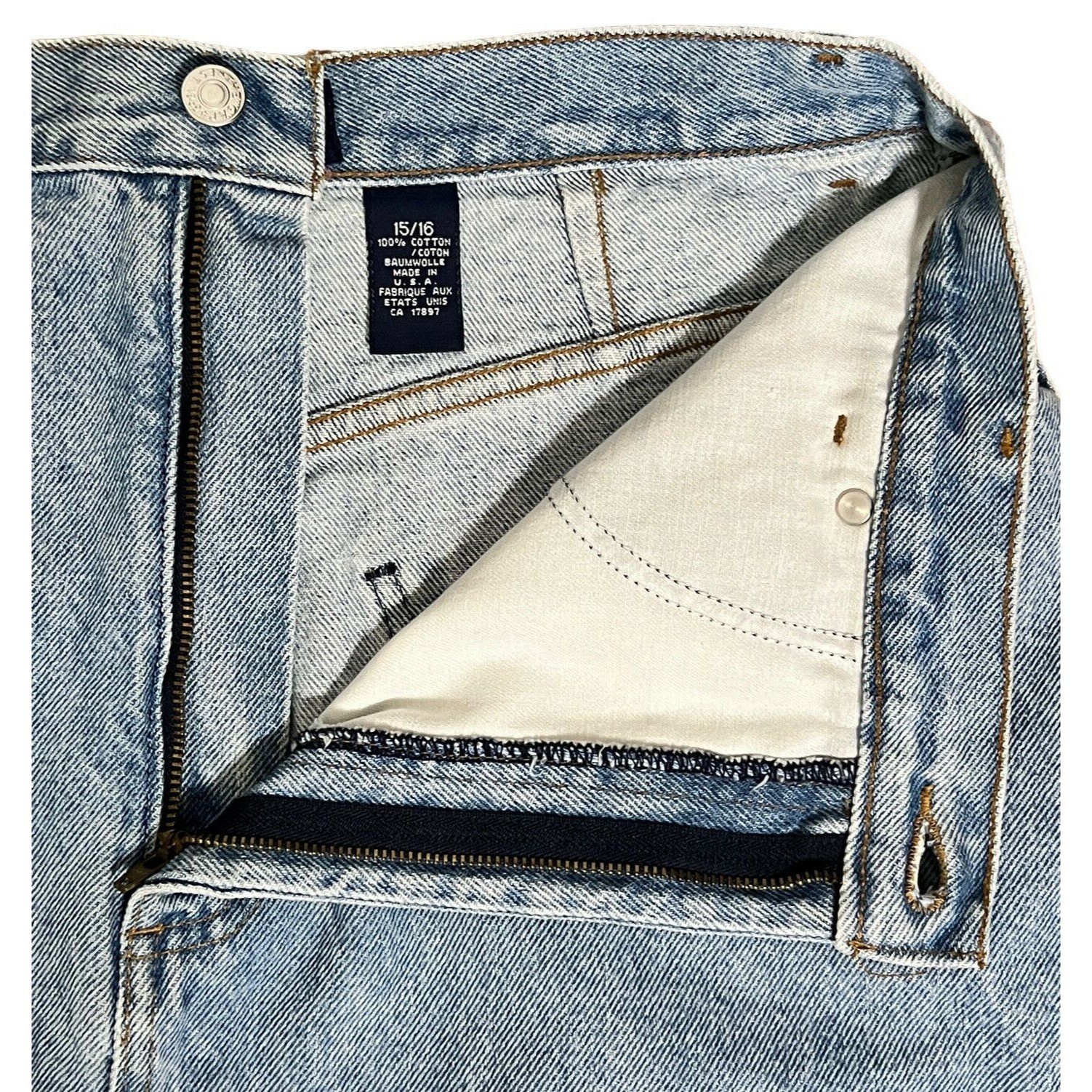 Vintage Gap Denim Knee Length Skirt Womens Juniors 15 16 Blue 32″ Waist USA Made