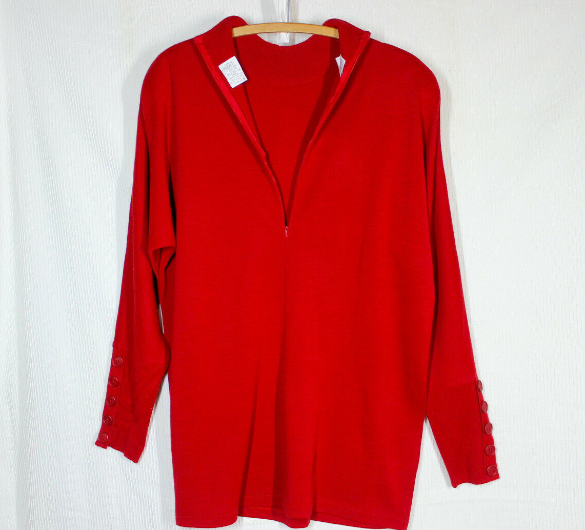 1990s Sweater Dress Set Tunic & Skirt Large Bodycon Wool Blend Stretch Office