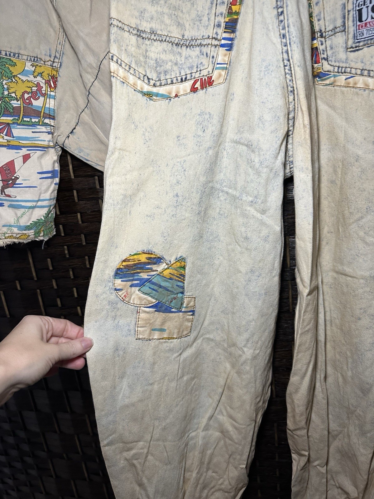 NWT Vintage 80s Get Used by Elie 2-Piece Denim Set Shirt Foldover Jeans Sz S 28