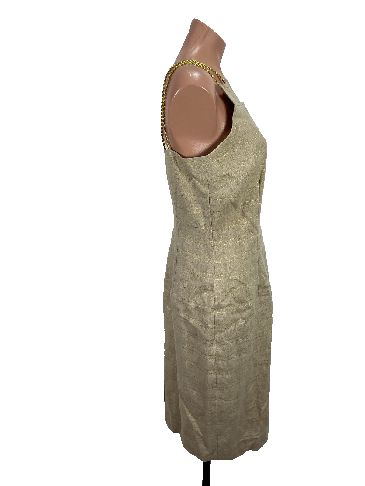 Vintage Althuser Sleeveless Sheath Dress Suit sz 8 Gold Beige Jacket