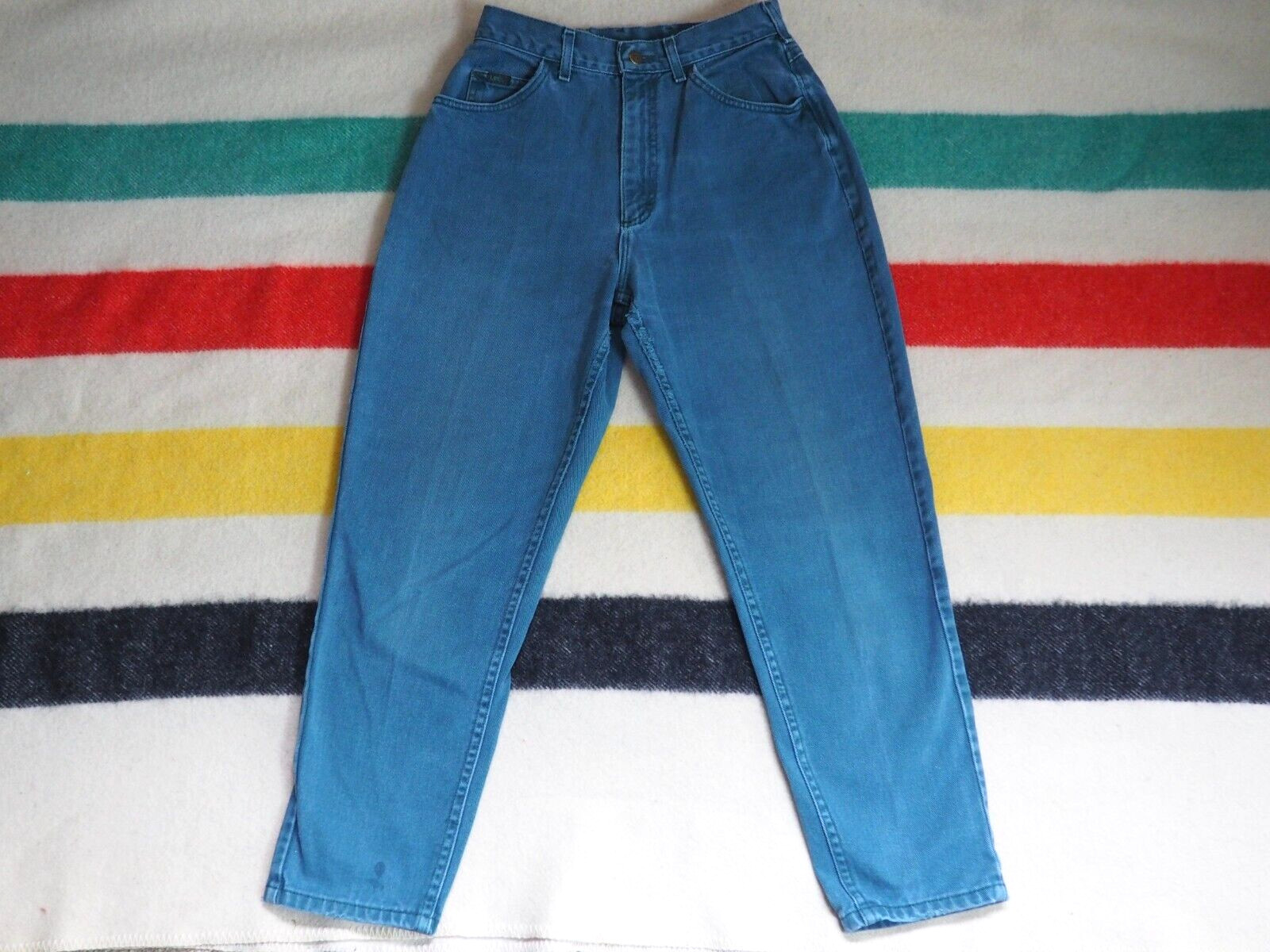 VTG 80s 90s LEE Spruce Green Teal USA High Waist Mom 27×26 Jeans Pants Womens