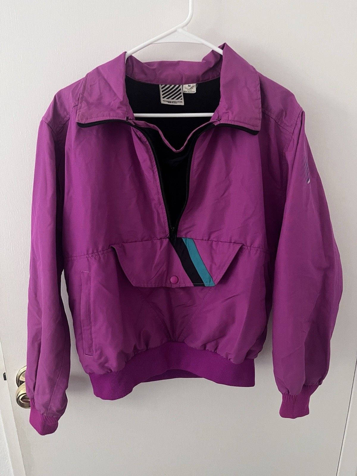 Sunbuster Vintage 80s Magenta Windbreaker Lightweight Anorak Jacket Medium