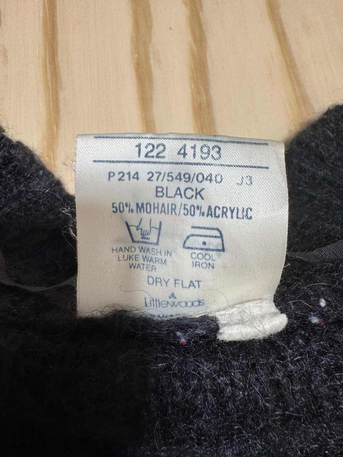 Amari Womens 14/16 Black Mohair Blend Open Front Cardigan Fuzzy Knit Sweater