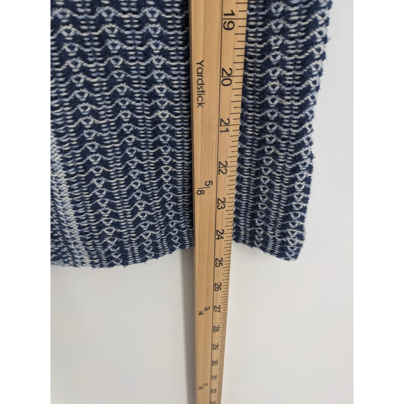 Chaps Knit Vest Womens Medium Blue Shawl Collar Sleeveless Patchwork Grannycore