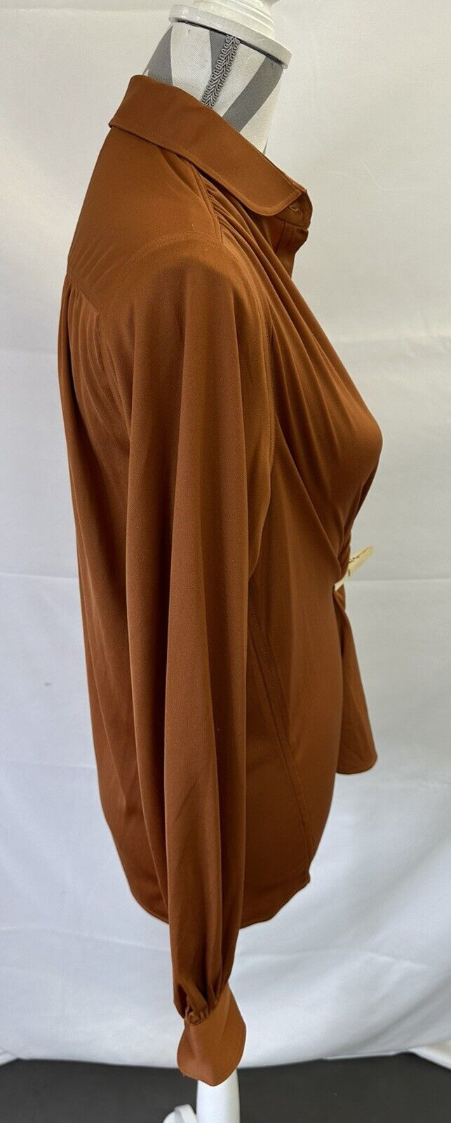 VTG 70s ALBEE brand Shirt WOMENS 16 Long Sleeve Rust Brown Button Front Blouse