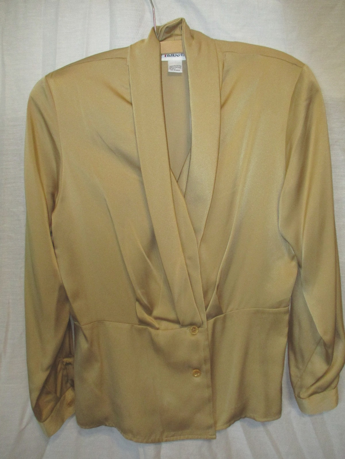 Vintage Talbots V-neck Polyester Gold Long Sleeve Blouse Top Women’s Size 10